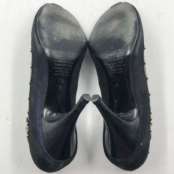 Hollywould Designer Black Handcuff Heels 7.5 7.5B - Picture 8 of 8